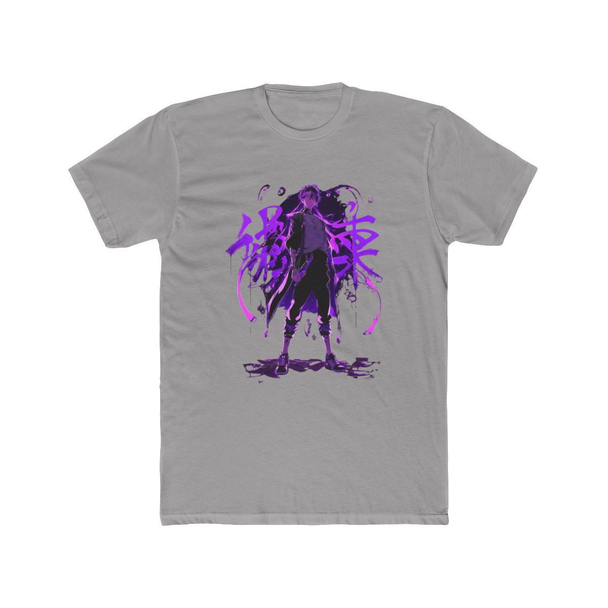 Dynamic Anime Character Purple Neon Glow Art Solo Leveling T-Shirt