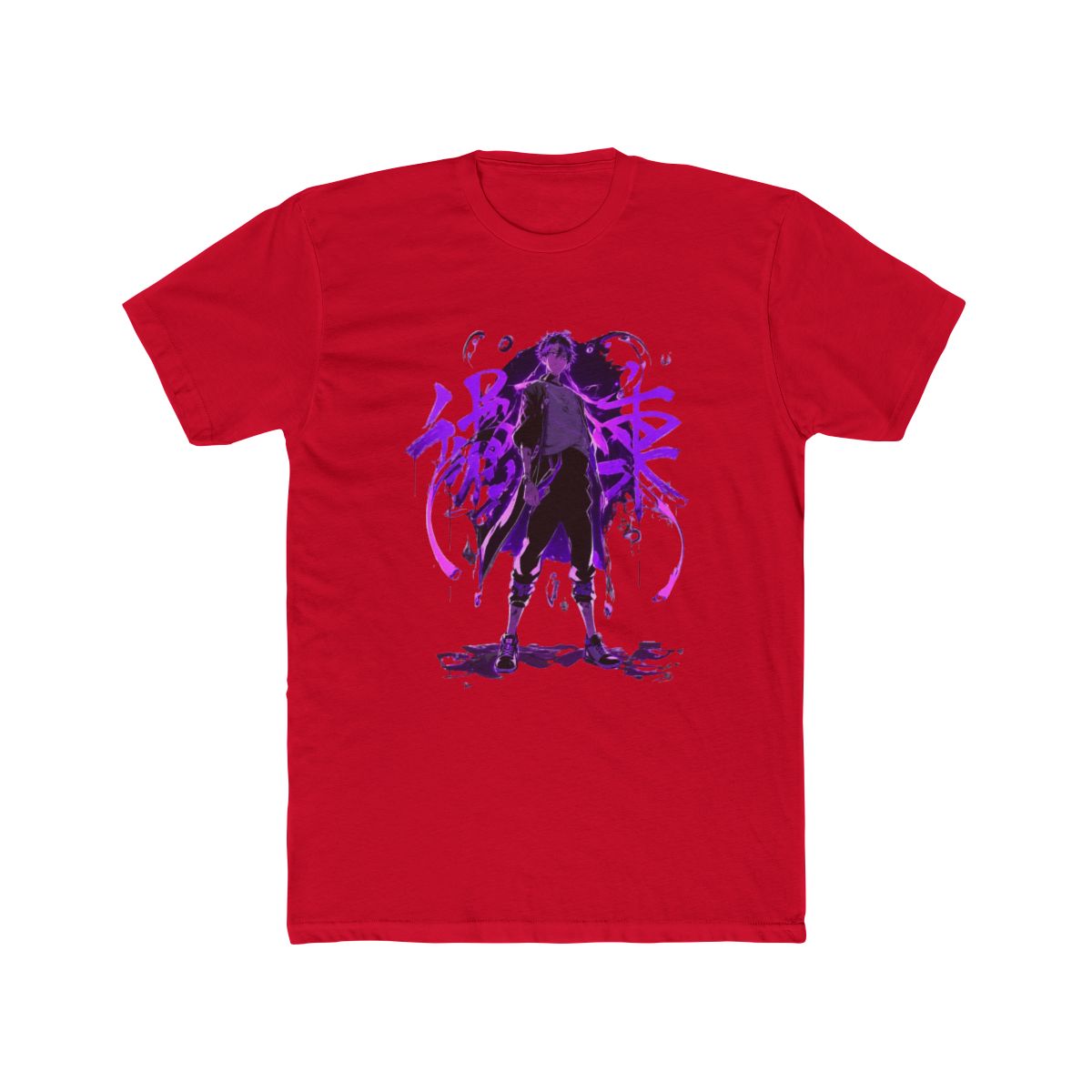 Dynamic Anime Character Purple Neon Glow Art T Shirt | Solo Leveling
